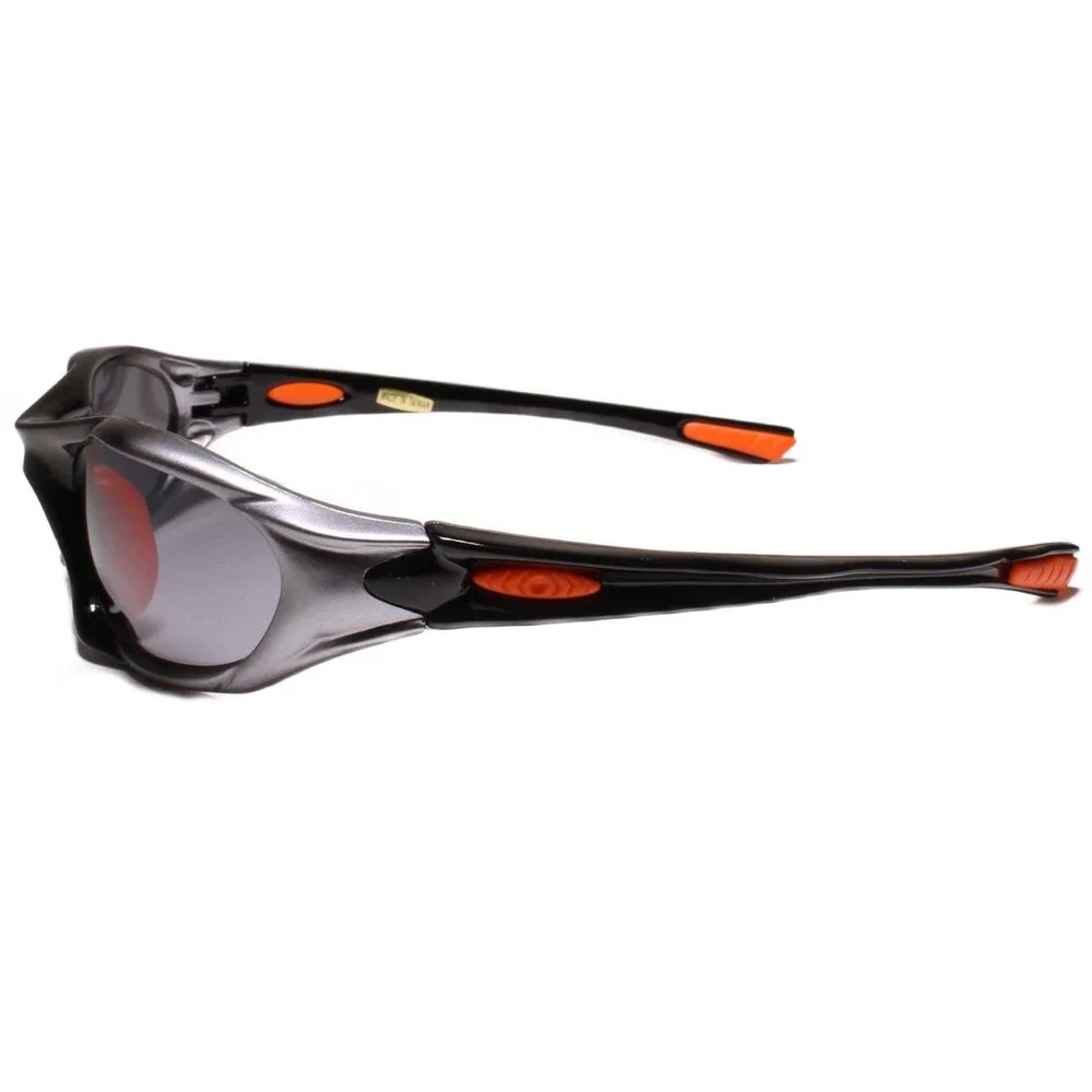 Athletic Golf Cycling Baseball Sporty Rectangle Sunglasses Black & Silver